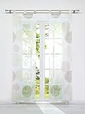 HeichkelL Schiebegardinen mit Schlaufen 2er Set Transparent Flächenvorhang Kreise Muster Schiebevorhänge inkl. Beschwerungstangen Fensterstores Bedruckt Raumteiler BxH 57x175 cm Sand