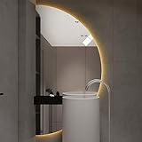 HYQHYX 3 Lichtfarben Badezimmerspiegel LED Antibeschlag Dimmbar Badspiegel Rahmenloser Wandspiegel mit Touch Schalter Links/Rechts Schnitt 40 * 80cm (Color : Left Cut, Size : 50 * 100cm/20 * 39in)