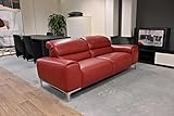 Musterring Sofa MR9100 Leder Trenbino Rot mit Verstellbarer Kopfstütze