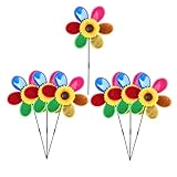 Toyvian 7 Stück Sonnenblumen-Windmühle Kinder-Geschenke Kinder-Spielzeug Für Draußen Nostalgie-Geschenke Wind-Windrad Spinner Sonnenblumen-Garten-Pin-Räder Räder Für
