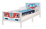 roba Themenbett 'Rennfahrer', Kinderbett 70x140cm inkl. Matratze, Bettwäsche und Lattenrost für Jungs, weiß