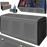 KESSER® Auflagenbox Gartenbox Stabil Kissenbox 330 Liter XXL, UV-Beständig, Sitzauflagen Belastbar, Aufbewahrungsbox Outdoor Garten Terrasse, Deckel Abschließbar Griffe Anthrazit