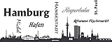 Wandtattooo Skyline Hamburg Aufkleber Wohnzimmer Büro Wandaufkleber Wandsticker, Jugendzimmer, Wanddeko Wohnbereich Größe XXL, 105x40cm, 073 dunkelgrau