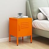 CIADAZ Nachttisch, Nachtschrank, Nachtkästchen, Bedside Table, Komodenschrank, Nachtkommode, Beistelltisch, Nightstand, Schlafzimmer Möbel, Orange 35x35x51 cm Stahl