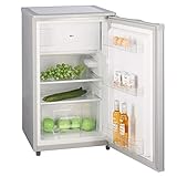 Stillstern Kühlschrank mit Gefrierfach E (88L) 4-Sterne-Gefrierfach und LED-Beleuchtung, Abtauautomatik, Glasablagen, Gemüsefach, Türablagen, Kühlschrank klein Getränkekühlschrank
