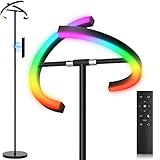 SIBRILLE RGB Stehlampe Wohnzimmer LED Dimmbar 20W, Modern Deckenfluter mit Fernbedienung 1300lm, 3000K-6000K Touch Stehleuchte Leselampe für Wohnzimmer Schlafzimmer Büro Hotel