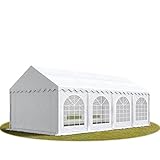 Festzelt Partyzelt 4x8 m Premium, hochwertige PVC Plane 750 N in weiß 100% wasserdicht mit Bodenrahmen