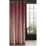 Eurofirany RIA Blickdicht Samtvorhang mit Ösen-1 STK. Einfarbig Thermogardine, Verdunklungsvorhänge, Wohnzimmer, Schlafzimmer, Lounge, 290 g/m2, Velvet, DUNKEL ROSA, 140x250cm