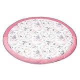 Bodenkissen Kinder 100 cm - Kuschelecke Kinderzimmer Boden Matratze Rund Krabbeldecke für Baby Gepolstert Rose