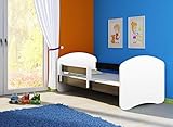 CLAMARO 'Fantasia Basic' 180 x 80 Kinderbett Set inkl. Matratze und Lattenrost, mit verstellbarem Rausfallschutz und Kantenschutzleisten - Farbe: Weiß/Wenge