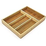 Besteckkasten aus Bambus HxBxT: ca. 4 x 25 x 34cm Besteckeinsatz mit 4 Fächern als Küchenorganizer und Schubladeneinsatz pflegeleichter Schubladenkasten für Besteck Organizer aus Holz, natur