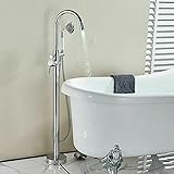 Chrom- -Badezimmer-Badewannen-Wasserhahn-Set, Freistehender Warm- Und Kaltwasser-Mischhahn, Boden-Wasserhahn Mischbatterie