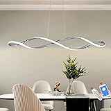 LED Pendelleuchte Esstisch Dimmbar Esszimmer Hängelampe Modern Hängeleuchte 42W mit Fernbedienung im Spiral Design 92cm Höhenverstellbar Kronleuchter für wohnzimmer Schlafzimmer Küche Büro (Chrom)