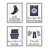 Royal Navy Blau Grau und Weiß Retro Vintage Inspirierende Waschküche 70er 80er Jahre Musik Songtitel Dekorationen Dekor Wandkunst für Waschromat Drucke Poster Bilder Schild Geschenke rustikal modern