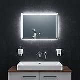 BR Bringer LED Badspiegel - 70x50 cm - Badezimmerspiegel mit Beleuchtung und Anti-Beschlag Funktion - Dimmbar, Energiesparend, 3 Lichtfarben, Touch-Schalter und Speicherfunktion