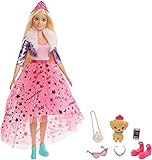 Barbie GML76 - Prinzessinnen-Abenteuer Puppe mit Mode (ca. 30 cm), blond, Barbie-Puppe mit Hündchen, 2 Paar Schuhe, Diadem und 4 Accessoires, für Kinder von 3 bis 7 Jahren