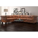 FAMIROSA Chesterfield Ecksofa 6-Sitzer Kunstleder Braun Chesterfield ecksofa Chesterfield Sofas Sofa Chesterfield Chesterfield ecksofa Leder Sofa braun