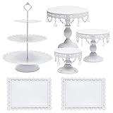 wanwanper 6 Stück Metall Tortenständer, Cupcake Stehen Dessert Display mit Kristallperlen, Cupcake-Ständer, Süßigkeiten-, Keks- oder Obstständer, für Hochzeiten, Geburtstage, Baby-Duschen, Hotels