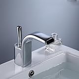 Waschtischarmaturen, weiße Waschtischarmatur, Badezimmer-Wasserhahn, heiß und kalt, Chromfarbe, Einheitsgröße