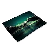 Platzsets Abwaschbar Aurora Green Tischsets Abwaschbar Baumwolle Leinen Platzdeckchen Abwaschbar Tischset Filz Hitzebeständig Platzset Filz Antifouling Tischset Kinder 30x45 2 Pcs