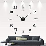 GMMH Design Wanduhr 100-130 cm 3 D XXL Uhr Moderne Selbst gestaltbare Do-it-Yourself Wanduhr (Schwarz)