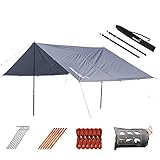 Skandika Sonnensegel L 3x3 Meter Set mit Teleskopstangen | Multifunktionaler Sonnenschutz, rechteckig, wasserdicht 3000 mm, stufenlos einstellbare Stangen, Befestigungsseile | Camping, Balkon, Garten