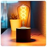 SSC-LUXon NAMBI Edison Vintage Tischlampe schwarz inkl. Filament E27 LED Birne warmweiß - Nachttischlampe mit Kabel und Schalter