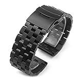 ENPAP Metall-Uhrenarmband, Premium-Uhrenarmband aus massivem Edelstahl, für Herren und Damen, Schwarz, Silber, 26 mm, 24 mm, 22 mm, 20 mm, 18 mm, Uhrenarmband (Farbe: Schwarz01, Größe: 18 mm)