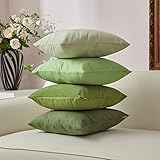 Tayis Kissenbezug 45x45 cm 4er Set Baumwollmischung Weicher Kissenbezüge Dekorative Zierkissen Quadratische Kissenhülle mit Verstecktem Reißverschluss für Wohnzimmer Sofa Couch Schlafzimmer - Grün