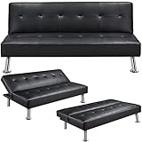 Yaheetech Couch Schlafsofa Bettsofa Klappsofa Gästebett Rückenlehne neigbar 105°/140°/180°, 166,5 x 94 x 40 cm, 320 KG belastbar