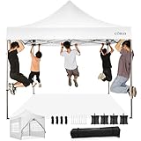 COBIZI Pavillon Faltpavillon 3x3 wasserdicht stabil Winterfest,Outdoor faltbar partyzelt，gartenpavillon mit 4 Seitenteilen und 4 Sandsack und Laufradtasche, Weiß