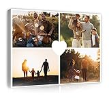 Ihr Foto auf Leinwand 60x40 cm - Bilder Collagen 4 Fotos auf Leinwand Herz - Leinwandbild PREMIUM CANVAS Ihr eigenes Wandbild mit Wunschmotiv Personalisiertes Leinwandbilder als Geschenk Kunstdruck