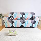 Sofabezug Elastisch für Wohnzimmer Geometrischer Abschnitt Sofa Schonbezug Bedruckt Eckcouch Couchbezug (Größe: 2-Sitzer 145-185cm)