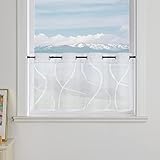 Delien Scheibengardine mit Ösen Ausbrenner Bistrogardinen Modern Kurzstores für Küche Transparente Gardinen mit Bogenlinie Muster Klein Fenster Kurz Schals Landhaus BxH 120x60cm,Weiß