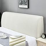 Cover Bett Kopfteil Hussen/Bezug, Bettkopfteil Hussen Boxspringbezug Stepp Einfarbig Staubhülle Kopfbedeckungen Elastische All-Inclusive Kopfteilbezug Schlafzimmer Dekor Hell beige 180-200cm