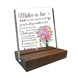 INFUNLY Schwiegermutter Andenken Acryl Schreibtisch Plakette Schild Thank You Clear Acryl Desktop Display Board Inspirational Desk Decor with Wood Stand Bedeutungsvolles Muttertag Geburtstag Geschenk