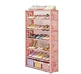 RUVOO Schuhschrank Schuhregal Platzsparender Vertikaler Schuhregal-Organizer Aus Kunststoff Für Das Schuhregal Im Eingangsbereich Schuhablage Schuhständer (Color : Pink, Size : 60 * 19 * 102cm)