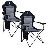 EVER ADVANCED Campingstuhl 150 KG Belastbar 2 Pack Luxus Bequem Ultragroß Klappstuhl mit Hohe Rückenlehne Kleines Packmaß Faltbar Angelstuhl Gepolster Festivalstühle Outdoor Portable Chair Schwarz