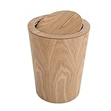 LYNSAY Mülleimer 12 Liter Holz Abfalleimer Papier Flip 篓 Edelstahl Inneneimer große Mülltonne (Color : A)