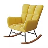 LEIYTFE Kinderzimmer Schaukelstühle Moderner Gepolsterter Relaxsessel Sessel Mit Hoher Rückenlehne,Kinderzimmer Glider Rocker Akzent Stuhl Für Wohnzimmer, Stabiler Sockel (Color : Yellow)