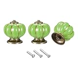 sourcing map Keramik-Schubladenknöpfe, Kürbisform, 40 mm Durchmesser. Knauf für Vintage-Kommoden, Schränke, Kleiderschränke, W Schrauben, Grün, 6 Stück