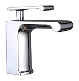 Moderner Badezimmer-Wasserhahn, Einhandgriff, Waschbecken-Wasserhahn, Stahl, rostfrei, gebürsteter Stahl