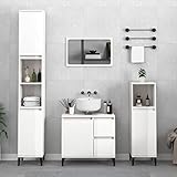 UYSELA Home Sets mit Badschrank Hochglanz Weiß 30x30x100 cm Engineered Holz