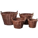 MIKONI Weidenkorb 7-GRÖßE Kaminholzkorb Kartoffelkorb Obstkorb Füllkorb Gartenkorb (Ø 50 cm)