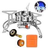 6800W Campingkocher Coikes Gaskocher mit Piezozündung Winddicht, Gas Campingkocher Faltbar für alle Schraubkartusche Gasbrenner Gas Camping Kocher Klein Tragbar mit Adapter Faltbar Camping Kocher