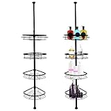 Dusch-Caddy Eckspannstange, Eckdusch-Organizer, stehender Dusch-Caddy, Eckregal, 4-stufig, verstellbare Regale mit Spannstange, 68 bis 274 cm (TP010)