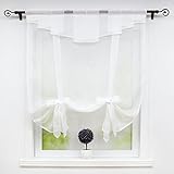 Joyswahl Neu Raffrollo Voile Raffgardinen mit Stangendurchzug und mit Kräuselband BxH 140x155cm Weiß 1er Pack