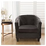 FZ FUTURE Samt Sesselhusse 2-Teilig Elastisch Club Chair Schonbezug mit Elastischem Boden Waschbar rutschfest Loungesessel Möbelschutz Sofabezug für Wohnzimmer-Thekenclub,Dark Gray