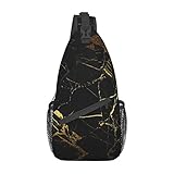 OGNOT Bumble Bees Schultertasche, Schulterrucksack, Brustrucksack, legerer Crossbody-Tagesrucksack für Damen und Herren, Wandern, Reisen, Goldfarbene schwarze Tapete., Einheitsgröße