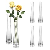 Hewory Blumenvase Modern 6er Glasvasen, 24cm Vase Schmal Vasen Glas Blumen Vase für Tischdeko, Glasvase Handmade Tulpenvase für Eine Rose für Hochzeitsdeko Tisch Deko Wohnzimmer Esstisch Startseite